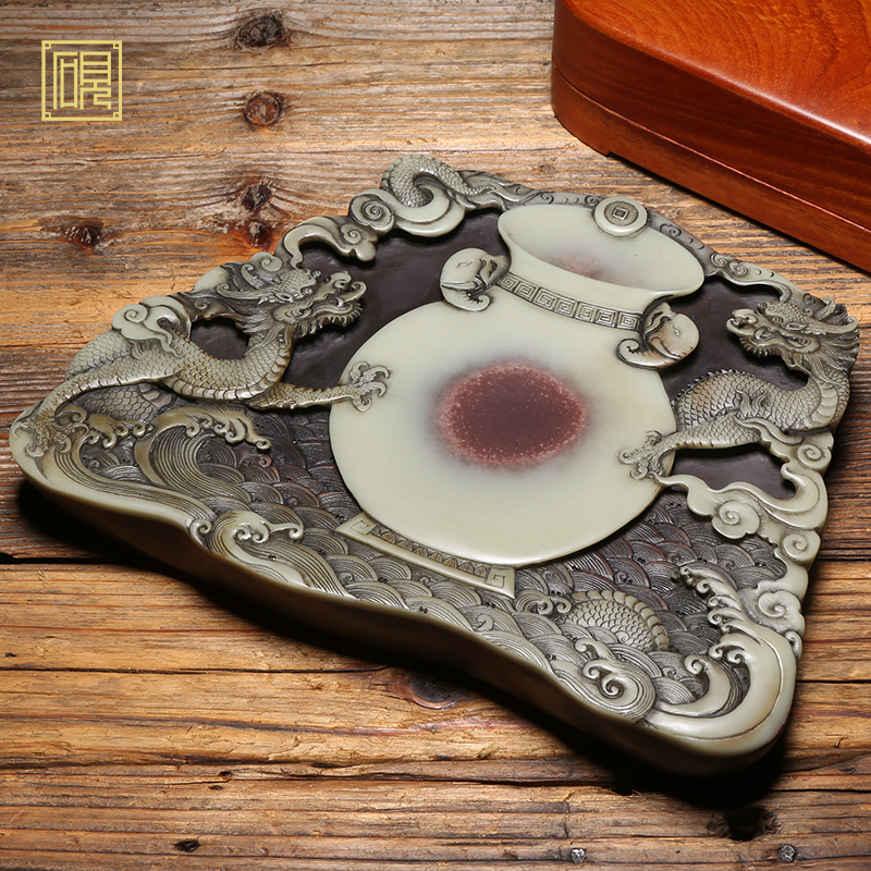清朝紫端硯_工藝美術品_硯臺_雕刻